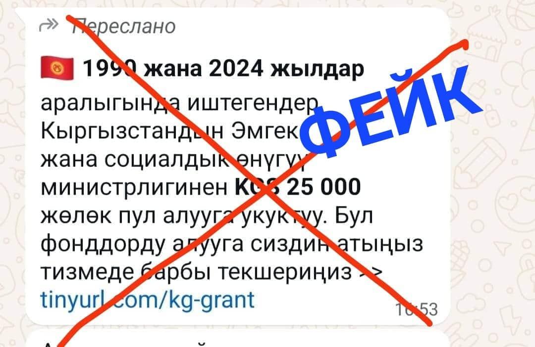 Шылуундар 25 миң сомдук жөлөкпул тууралуу жалган маалымат таратып жатат